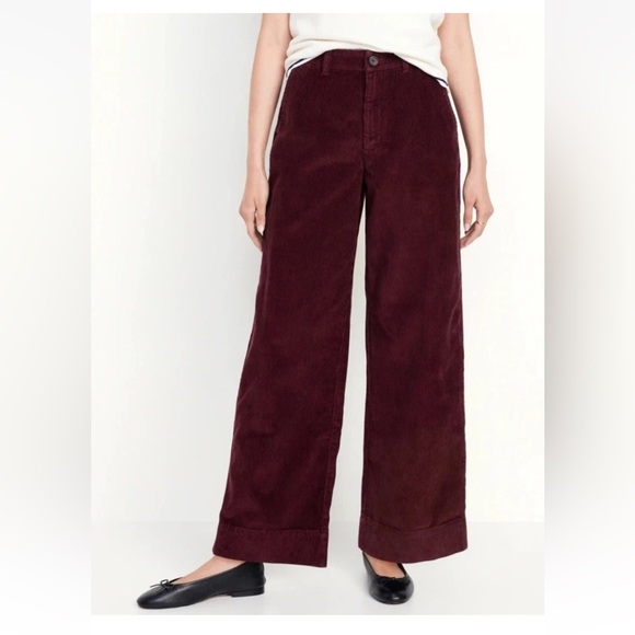 Old Navy High Rise Wide Leg Corduroy Pants Womens 16 Navy 100% Cotton Fall Trend - Picture 5 of 10